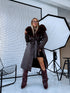 "PUDDING CV2184" Faux Leather Trench – Brown